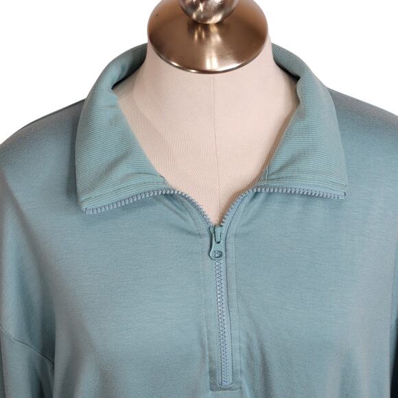 Three Dots Quarter Zip Fleece Pullover Nile Blue Women's XL - Picture 5 of 12